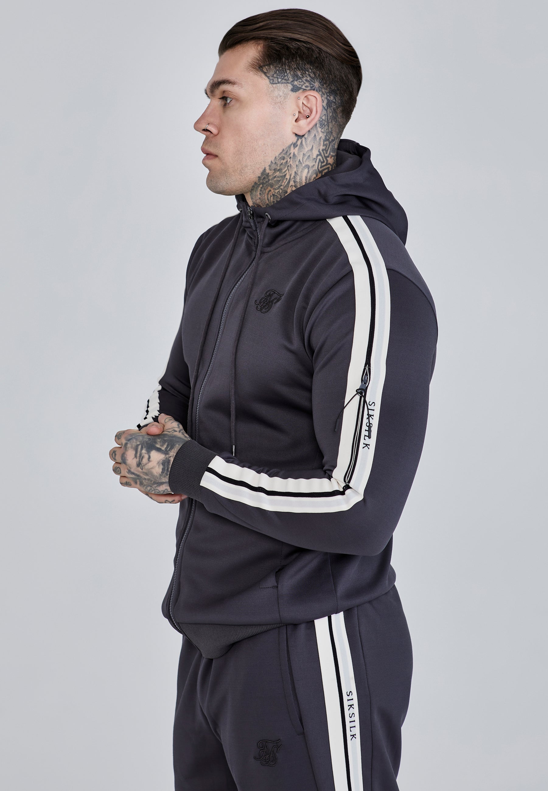 Full Zip Hoodie in Grey Sweatjacken SikSilk