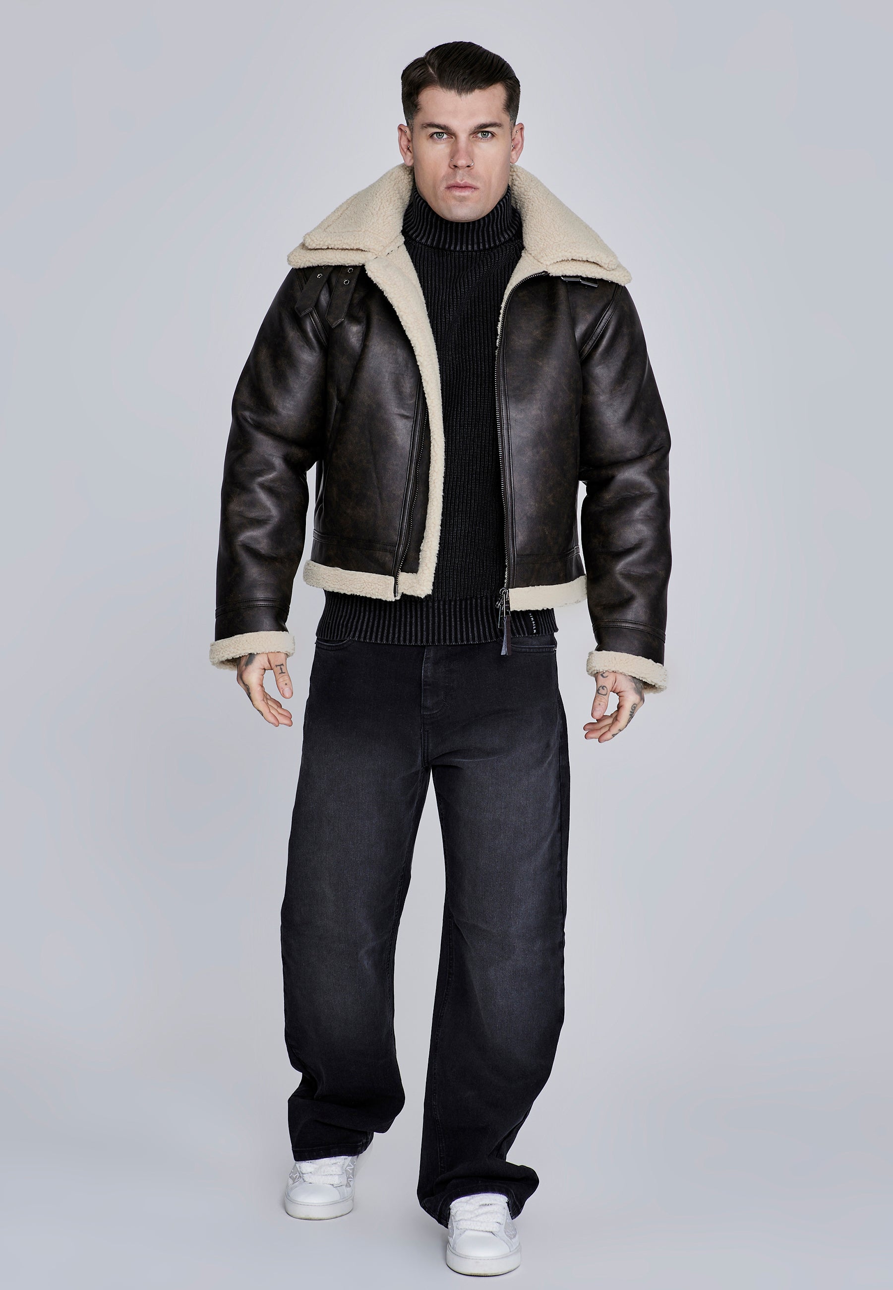 Aviator Jacket in Brown Jacken SikSilk