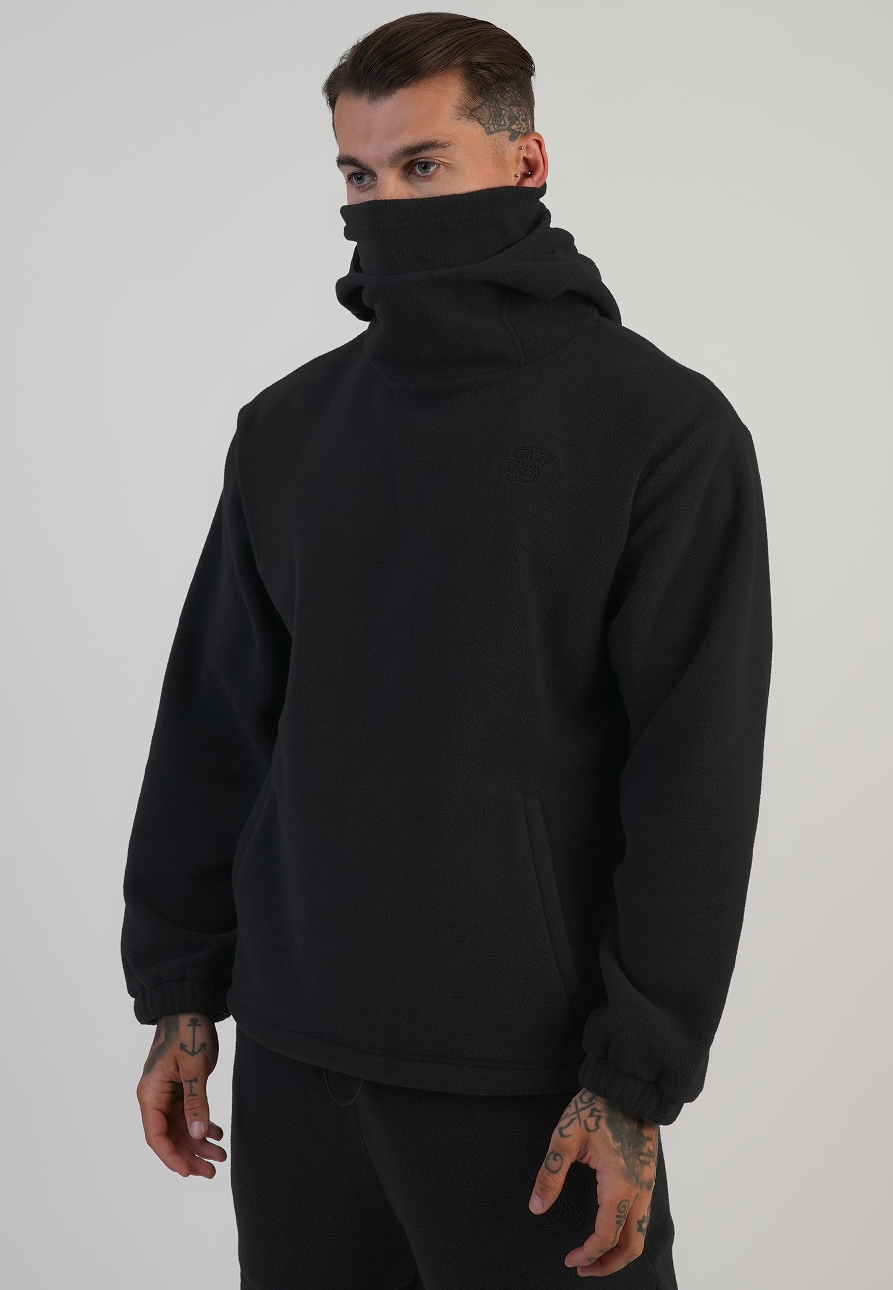 Polar Fleece Hoodie in Black Kapuzenpullover SikSilk