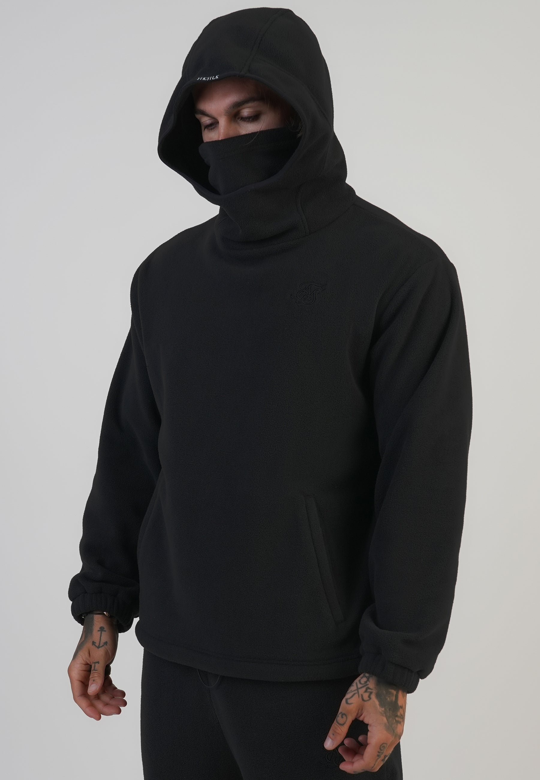 Polar Fleece Hoodie in Black Kapuzenpullover SikSilk