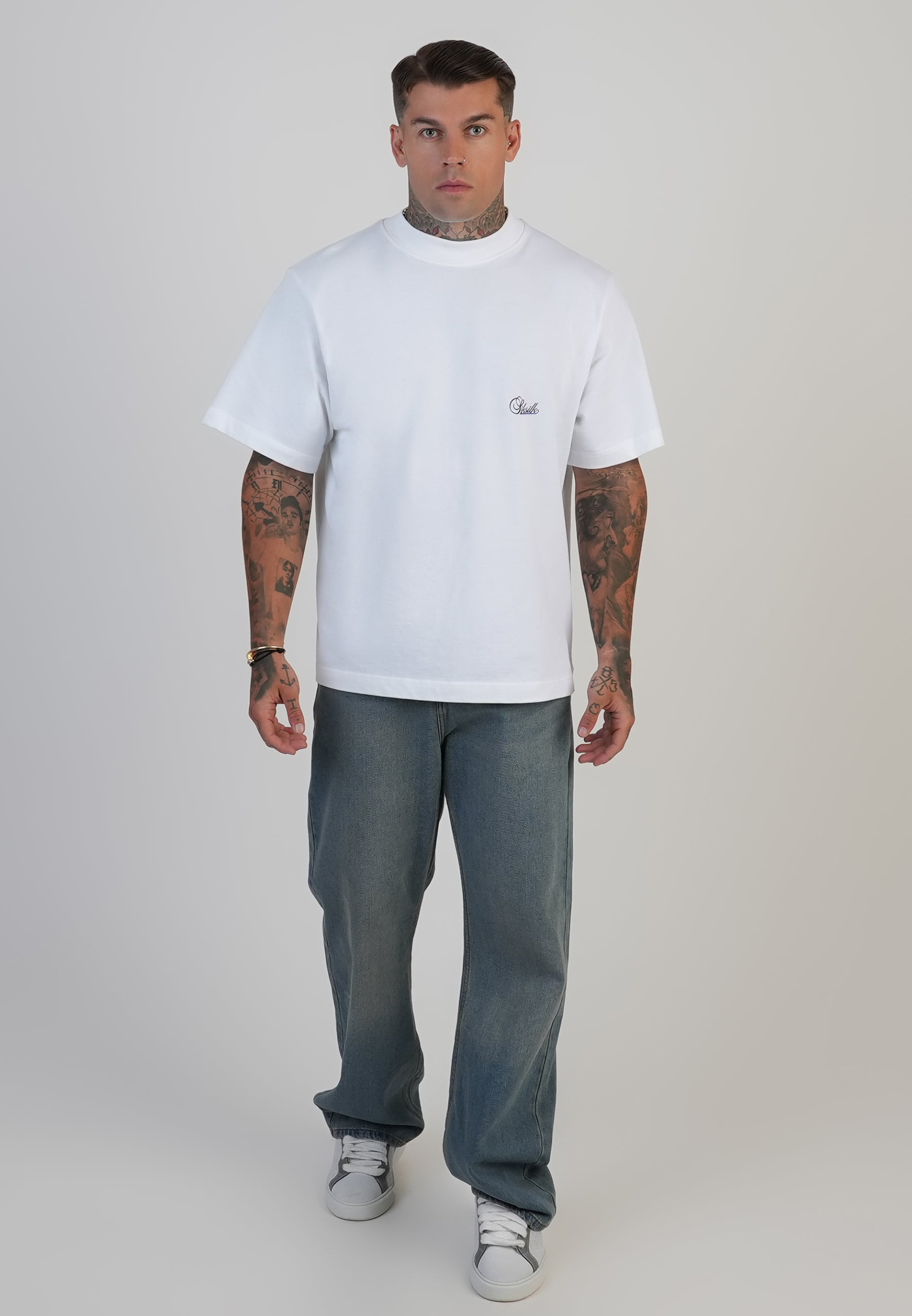 Loose Fit Jeans in Washed Vintage Blue Jeans SikSilk