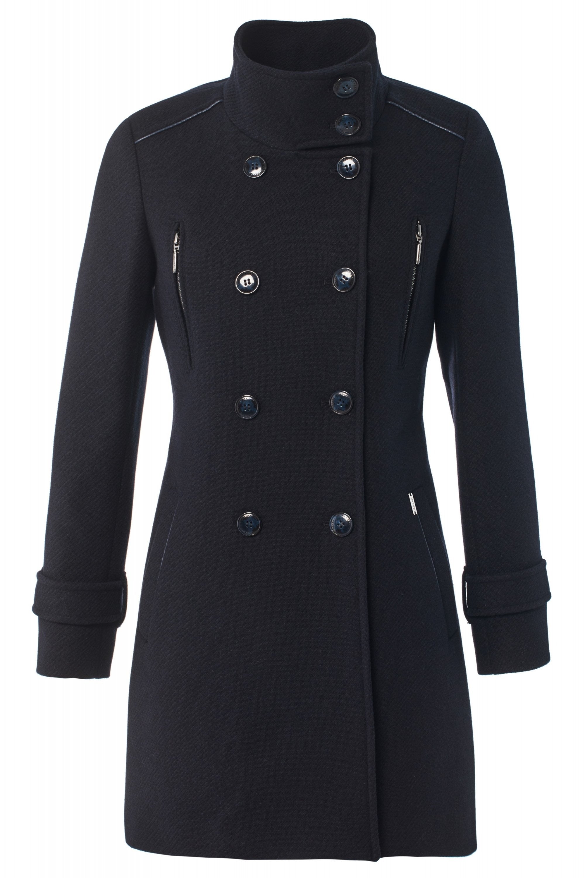 Grace Long Woolen Coat in Dark Blue Jacken Salsa Jeans