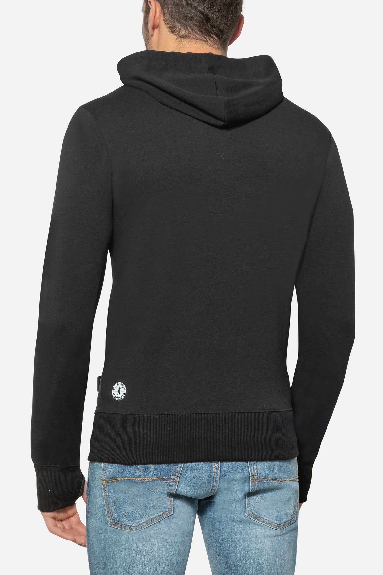 Hooded Sweatshirt with Thumb Openings in Black Kapuzenpullover Boxeur des Rues   