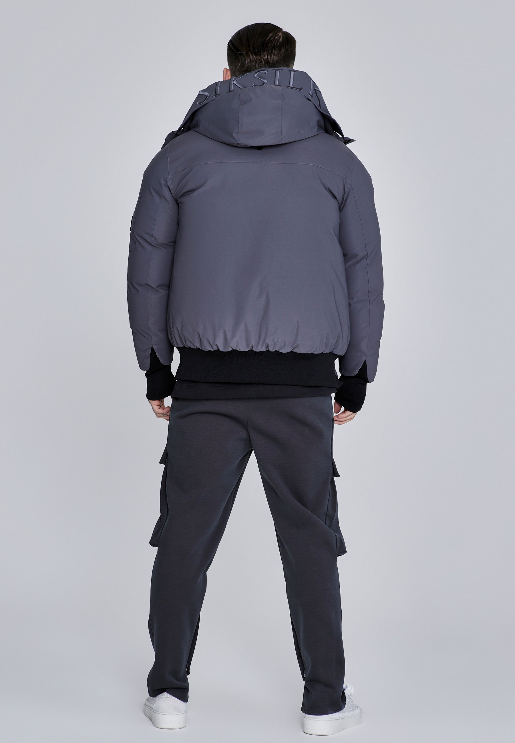 Hooded Bomber Jacket in Grey Jacken SikSilk