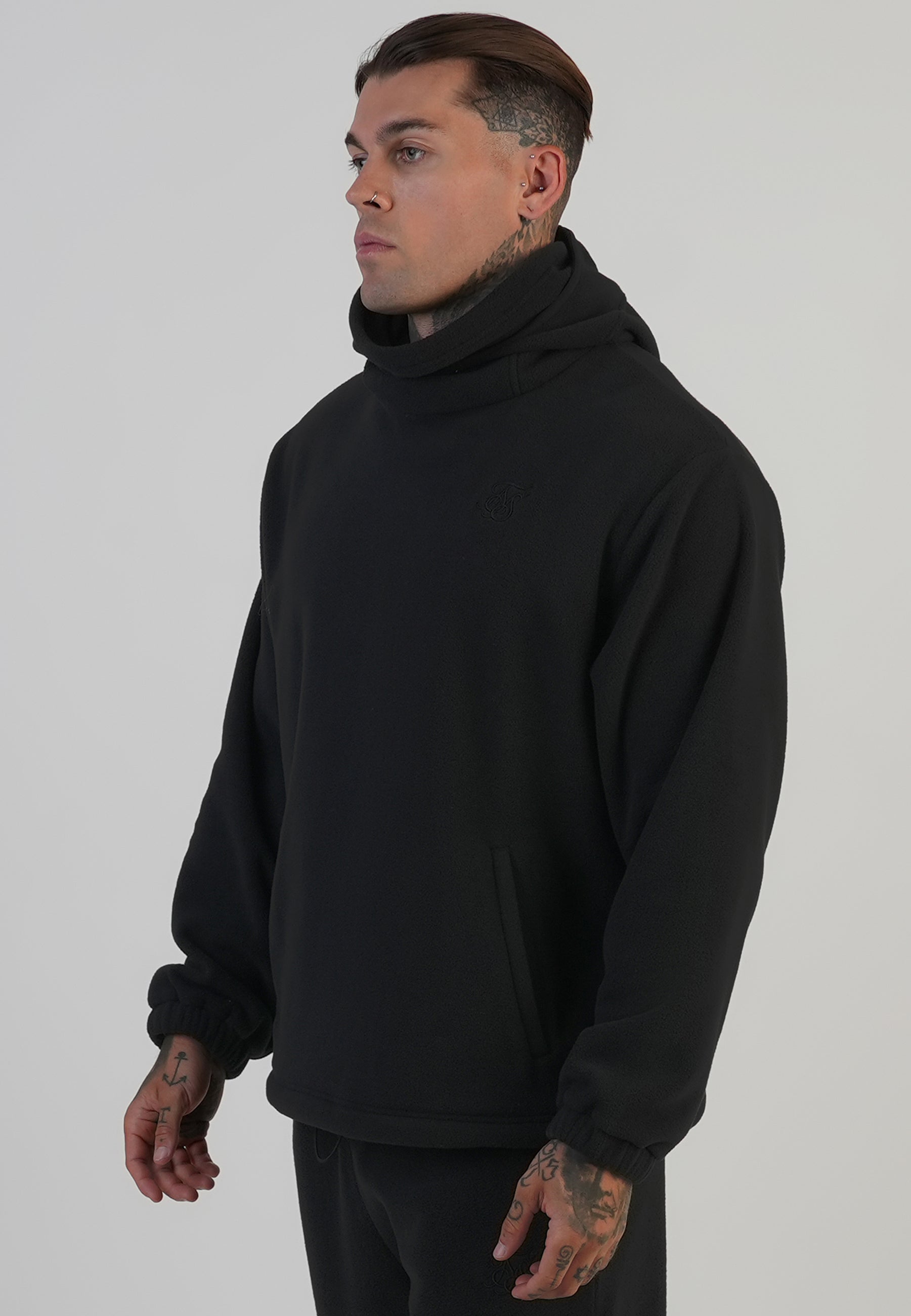 Polar Fleece Hoodie in Black Kapuzenpullover SikSilk