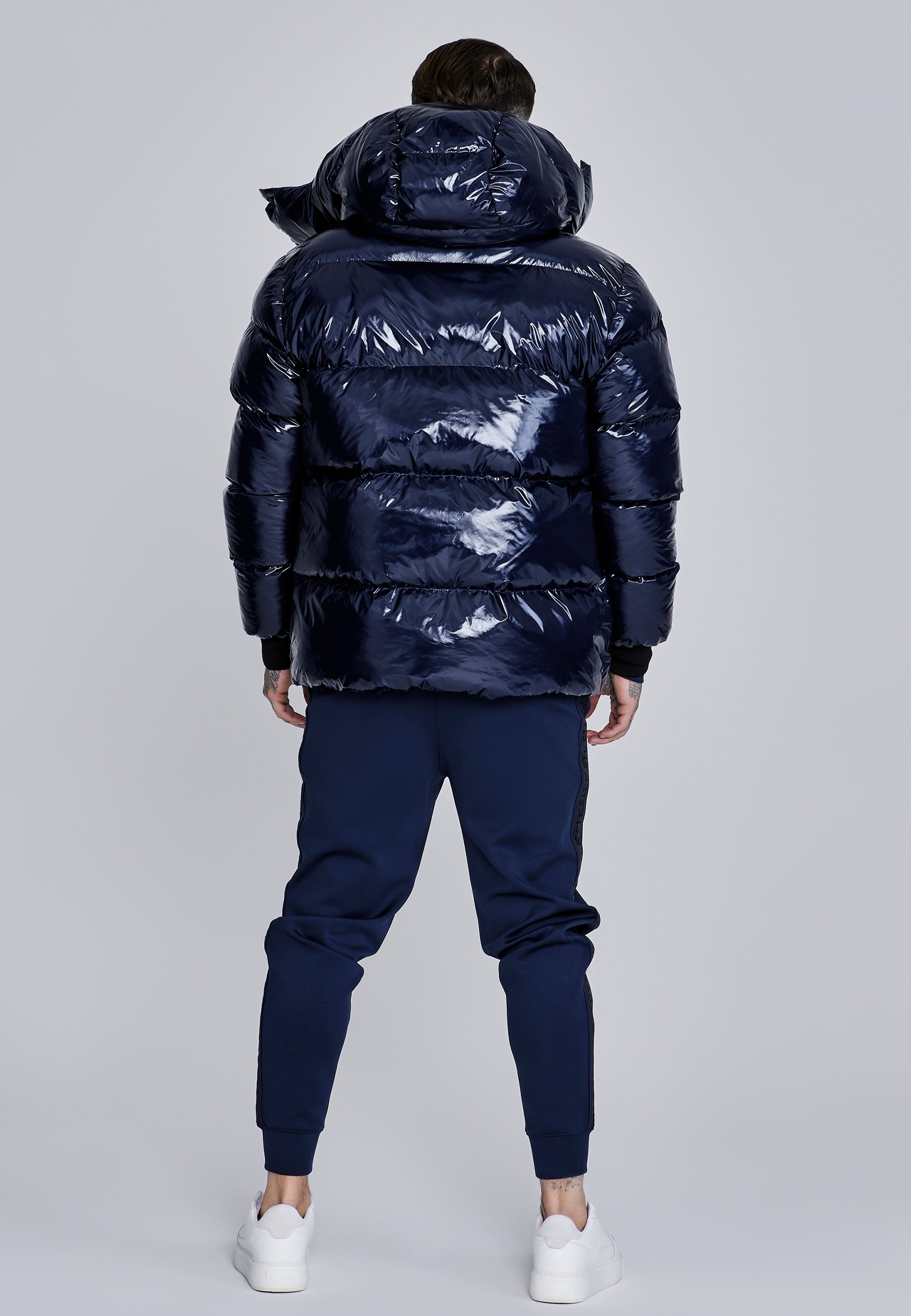 High Shine Puffer Jacket in Dark Navy Jacken SikSilk